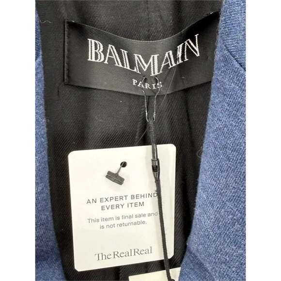Balmain Blue Cotton Blend Blazer FR 38 / US 6 - Picture 5 of 7